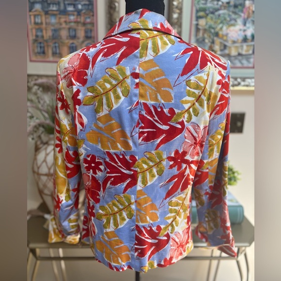 HARVE BENARD by benard holtzman muti color floral Hawaiian print blazer SZ 14 - Picture 5 of 8